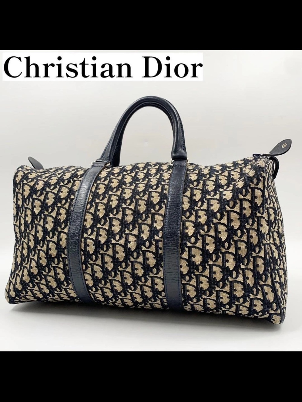 Dior Beige & Navy Oblique Monogram Weekender